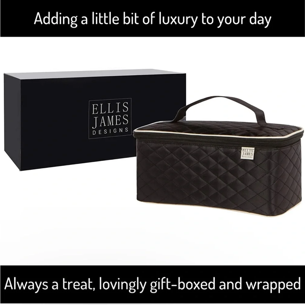 Ellis James Black and Cream Makeup Travel Bag
